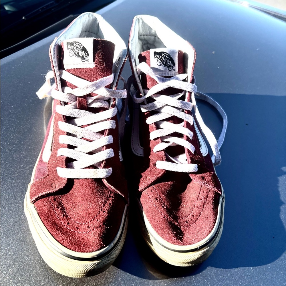 Vans Burgundy High-Top Sneakers size W 5